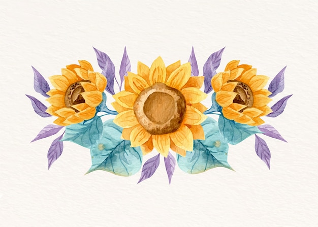 Free vector watercolor sunflower border