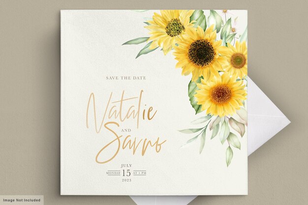 watercolor sunflower invitation card set