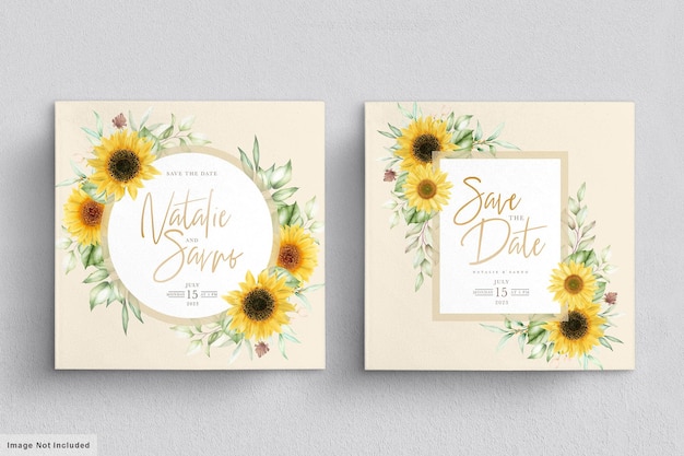 watercolor sunflower invitation card set