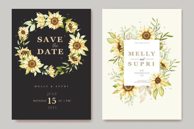 Watercolor Sunflower Invitation Card