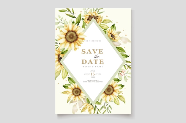 Watercolor Sunflower Invitation Card