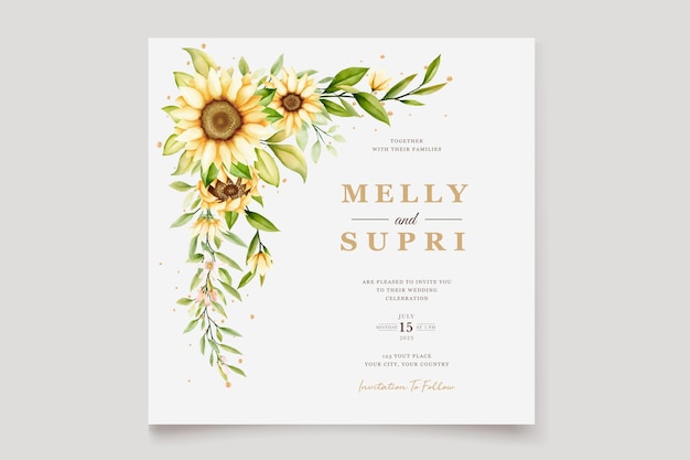 Free Vector watercolor sunflower invitation card