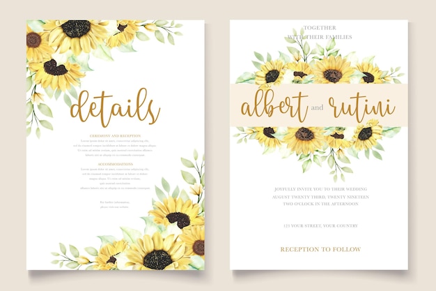 watercolor sunflower invitation card