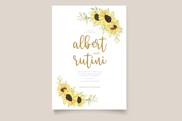 Free Vector watercolor sunflower invitation card