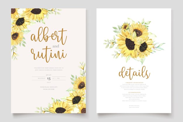 watercolor sunflower invitation card