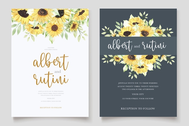 watercolor sunflower invitation card