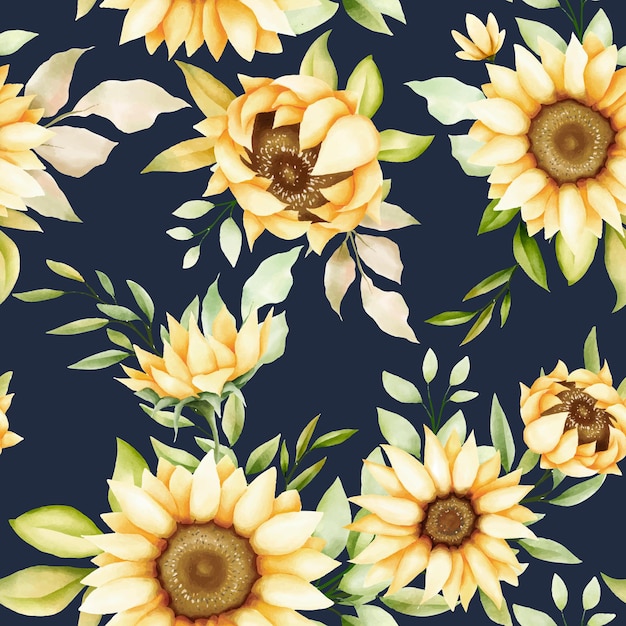 watercolor sunflower seamless pattern