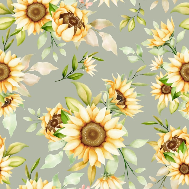 Free vector watercolor sunflower seamless pattern