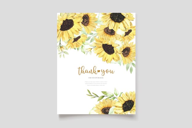 watercolor sunflower wedding invitation card set