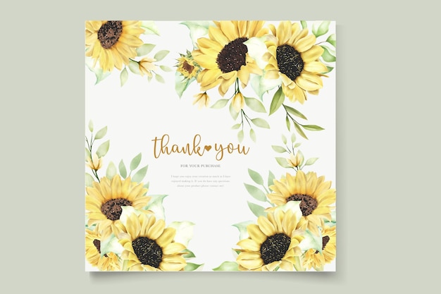 watercolor sunflower wedding invitation card