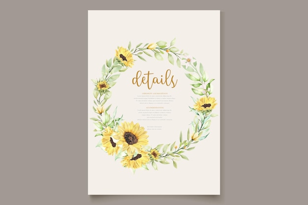 watercolor sunflower wedding invitation card