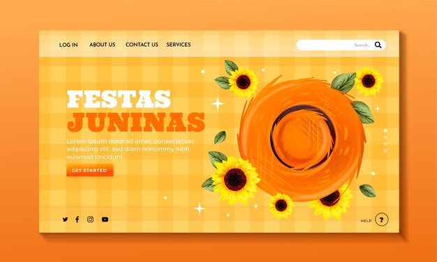 Watercolor sunflowers festas juninas landing page