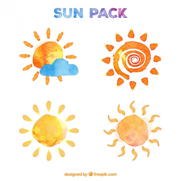 Free vector watercolor suns pack