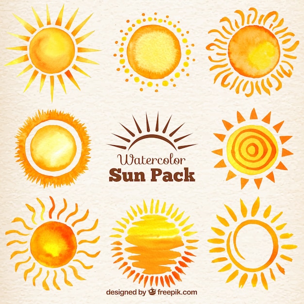 Free Vector watercolor suns pack