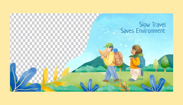 Free Vector watercolor sustainable travel horizontal banner