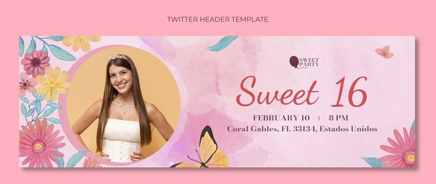 Watercolor sweet 16 template