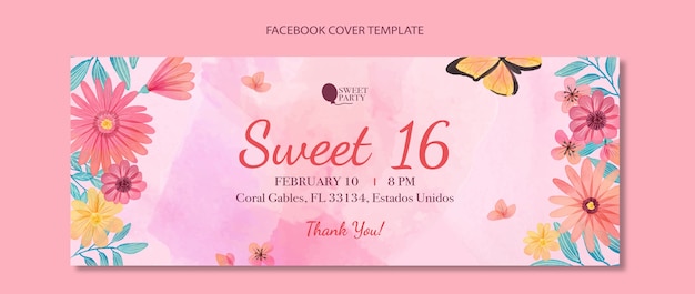 Watercolor sweet 16 template