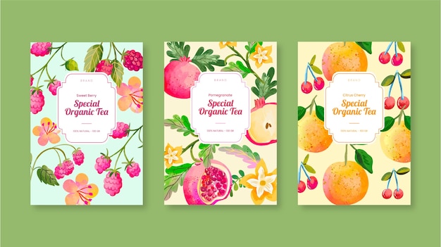 Watercolor tea label template