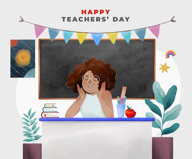 Free Vector watercolor teachers' day background