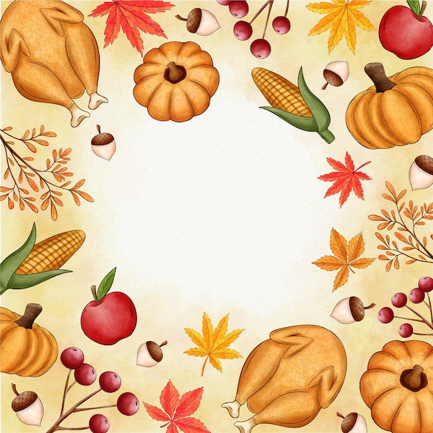 Watercolor thanksgiving day background