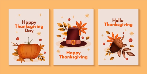 Watercolor thanksgiving greeting cards collection