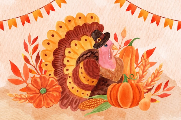 Free Vector watercolor thanksgiving illustration