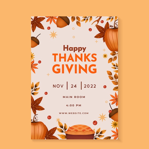 Watercolor thanksgiving invitation template