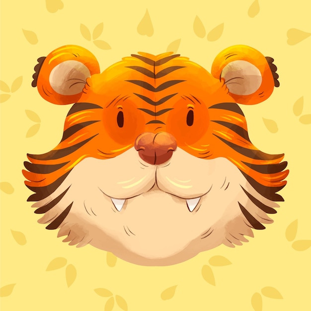 Free Vector watercolor  tiger face illustration