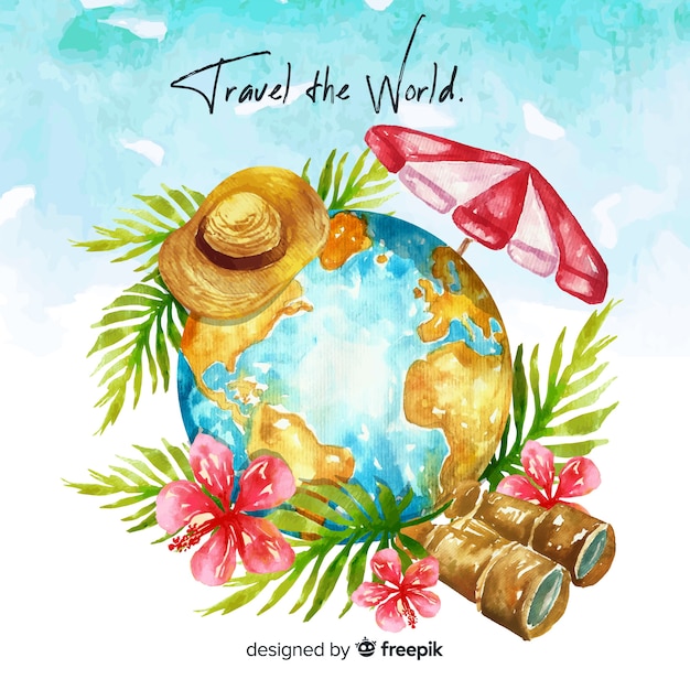 Watercolor travel background