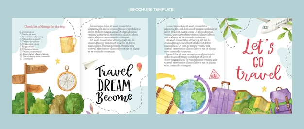 Watercolor travel brochure template