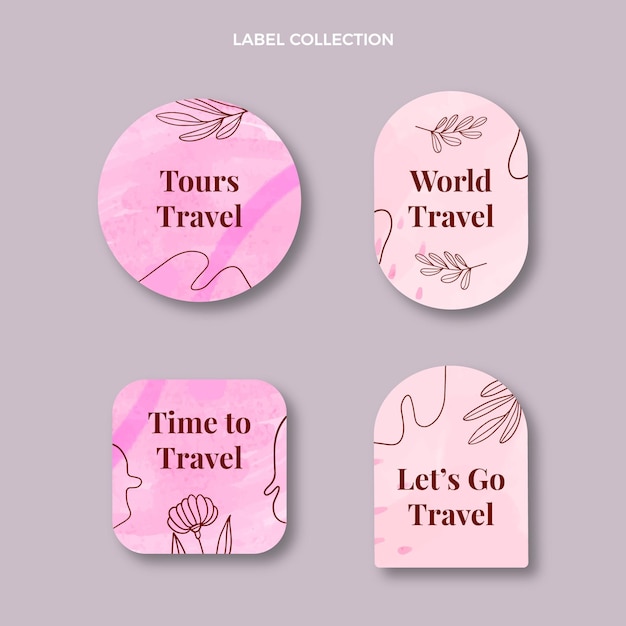 Free Vector watercolor travel label collection