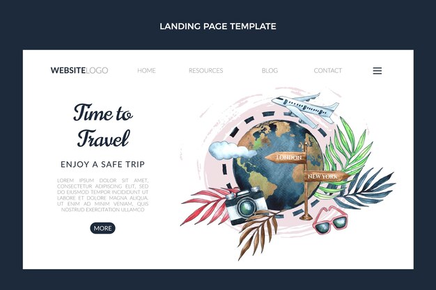 Watercolor travel landing page