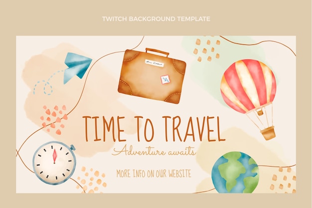 Free Vector watercolor travel twitch background