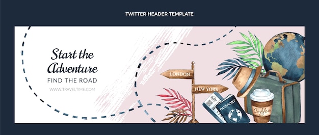 Free Vector watercolor travel twitter header