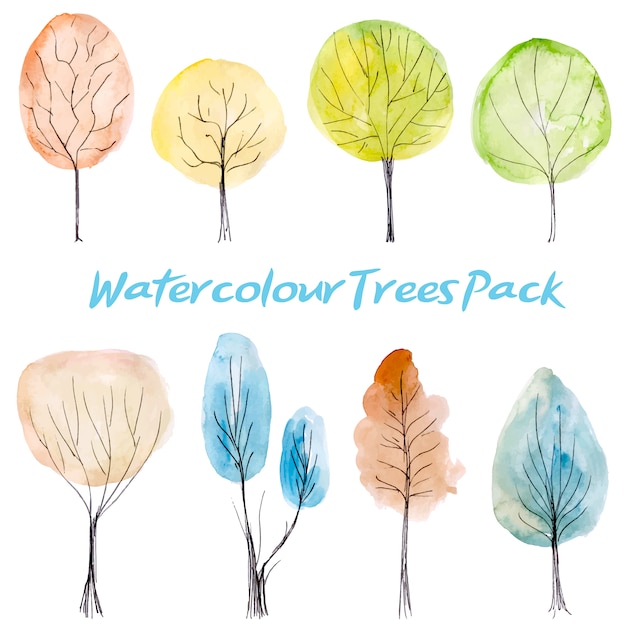 Watercolor trees pack