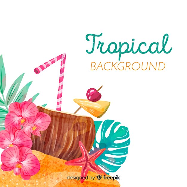 Watercolor tropical background