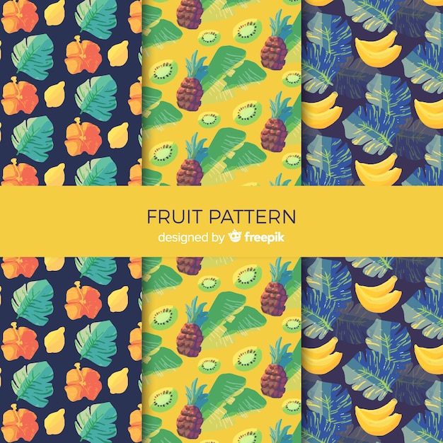 Watercolor tropical fruit pattern collection