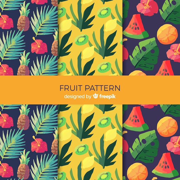 Free Vector watercolor tropical fruit pattern collection