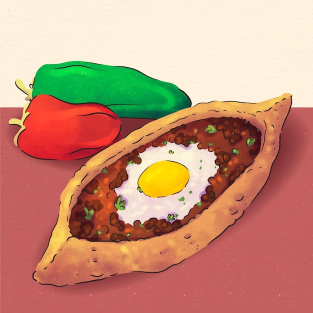 Watercolor turkish food illustration