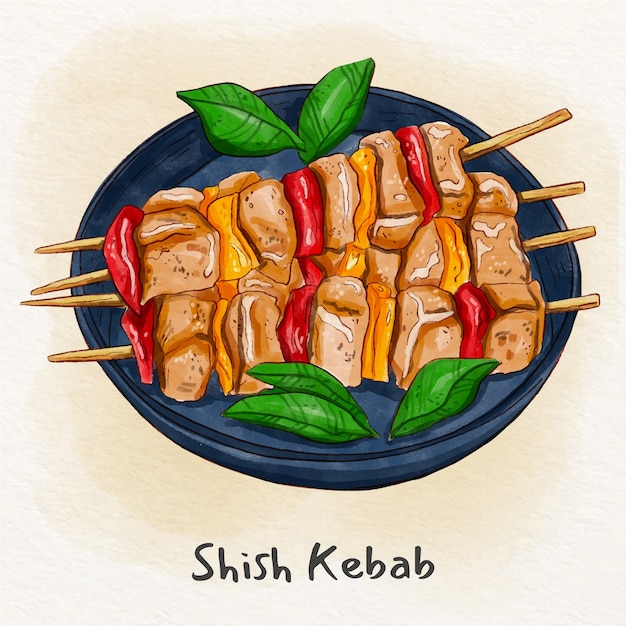 Free Vector watercolor turkish food illustration