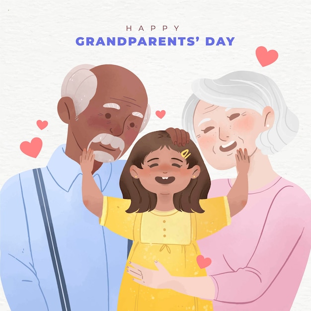 Free Vector watercolor usa national grandparents day concept