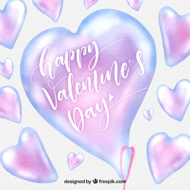 Free Vector watercolor valentine's day background with light pink hearts