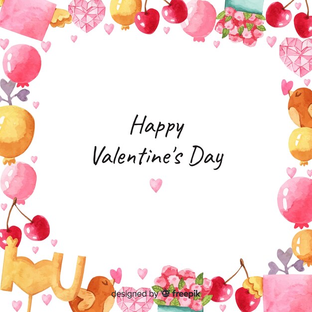 Watercolor valentine's day background 