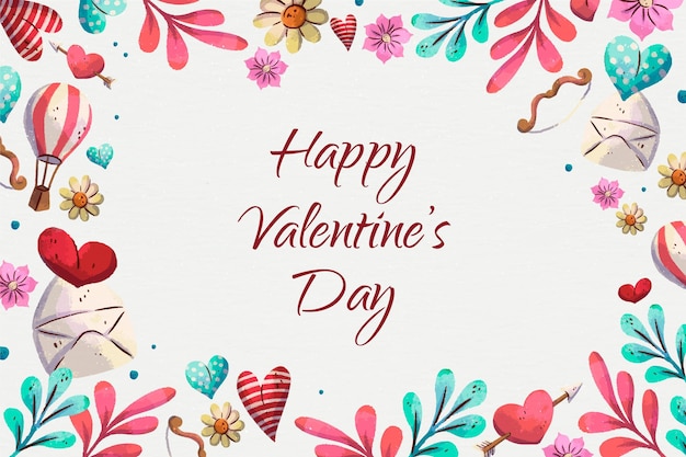 Watercolor valentine's day background