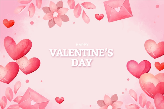 Watercolor valentine's day background