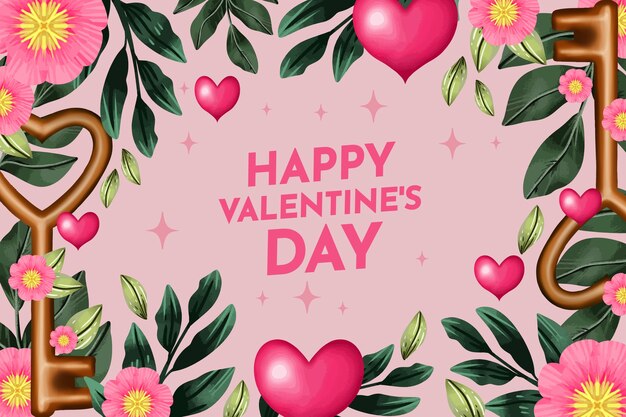 Watercolor valentine's day background