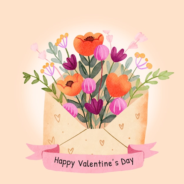 Free Vector watercolor valentine's day flowers illustration