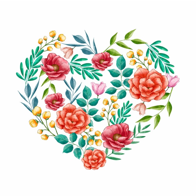 Free vector watercolor valentine's day flowers illustration