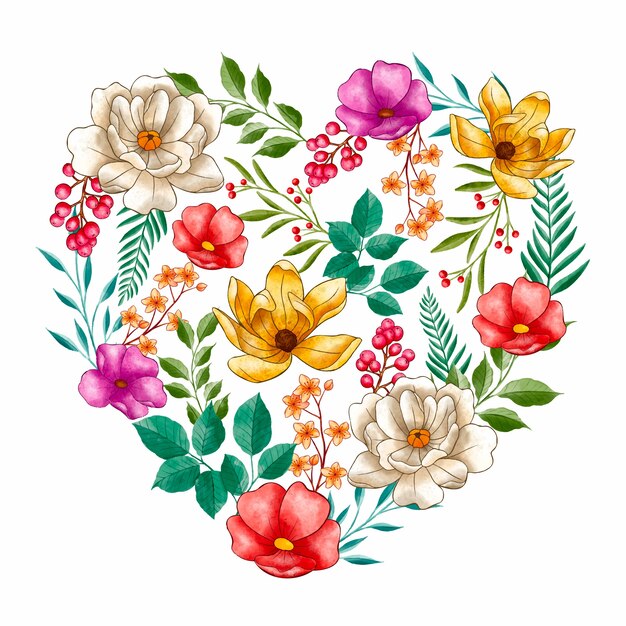 Watercolor valentine's day flowers illustration