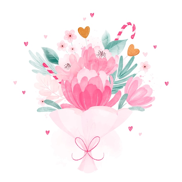 Watercolor valentine's day flowers illustration